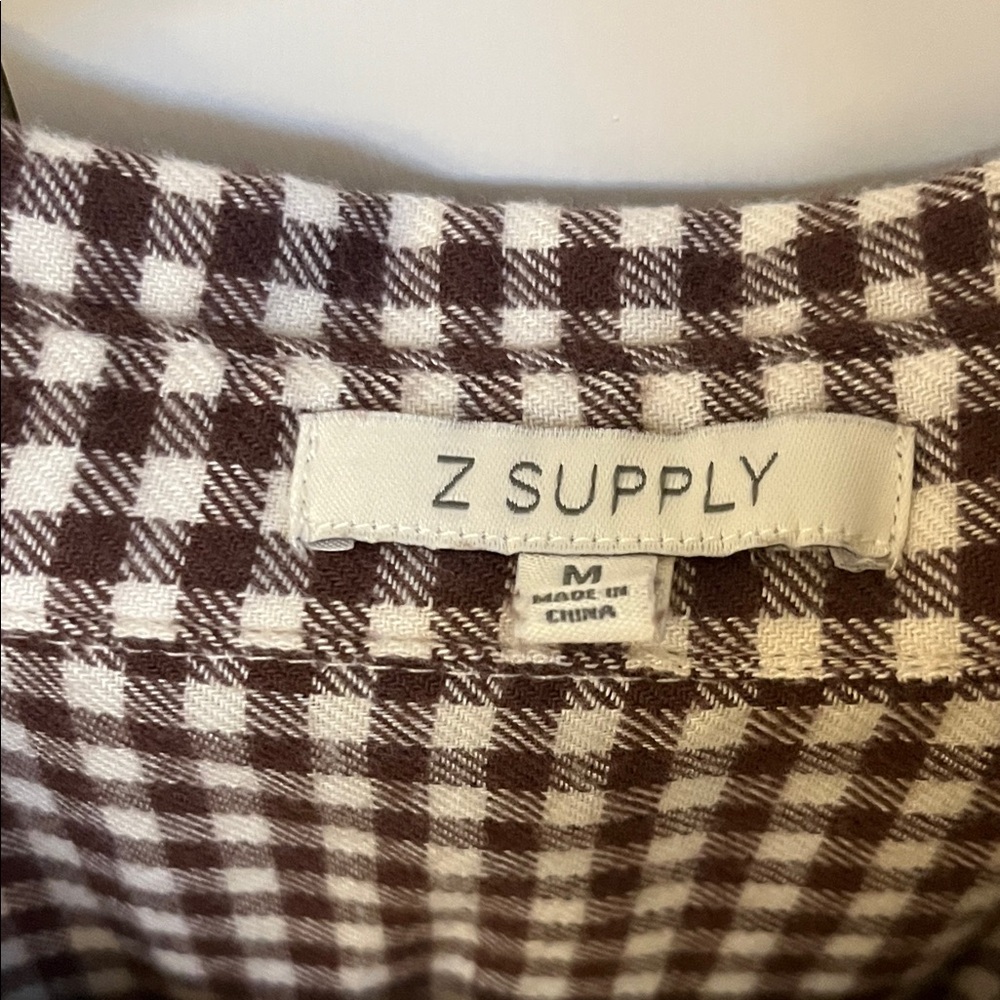 Z Supply Brown and White Checkered women’s Shirt - Picture 2 of 2